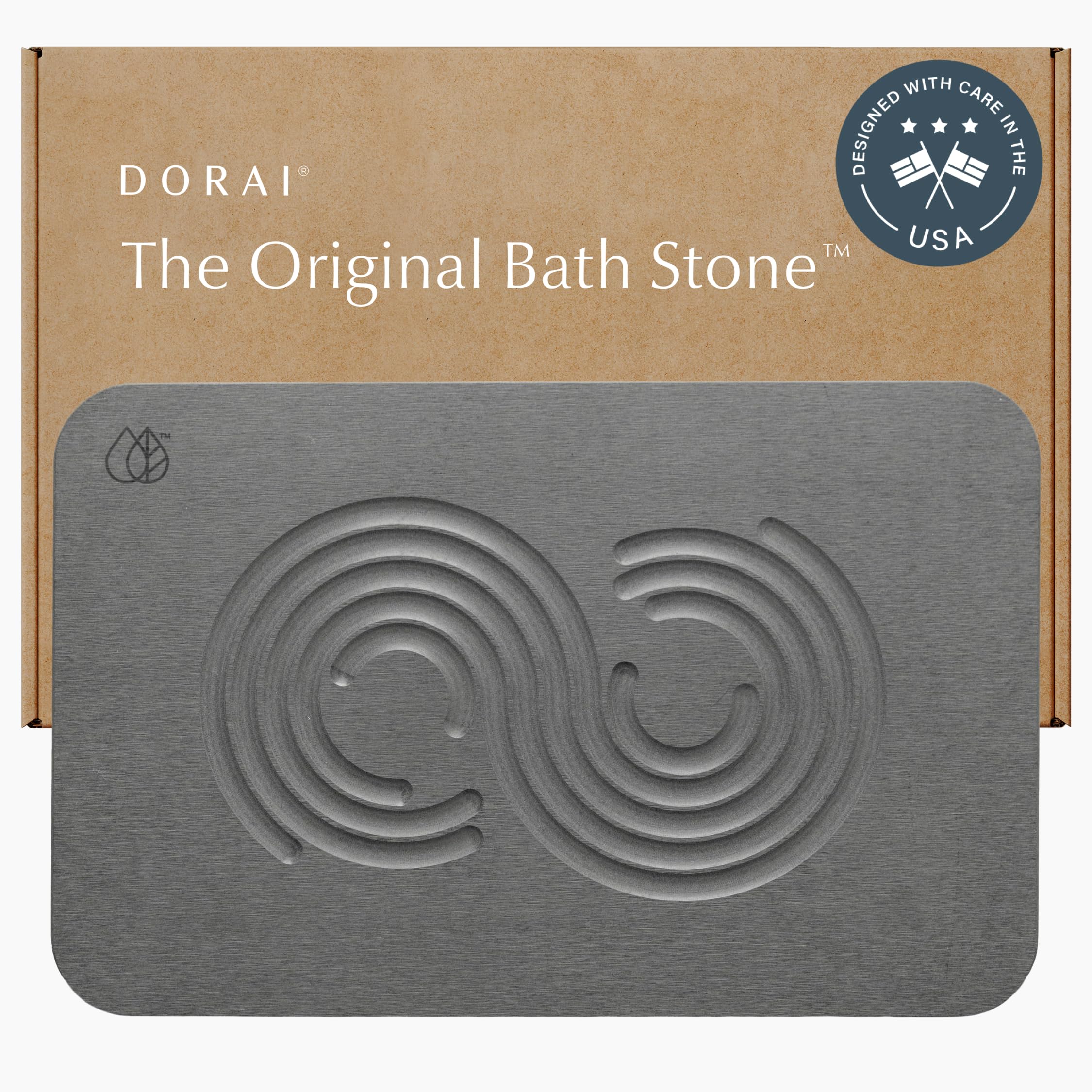 Dorai Stone Bath Mat with non-slip base keeps wet floors safe after showers.