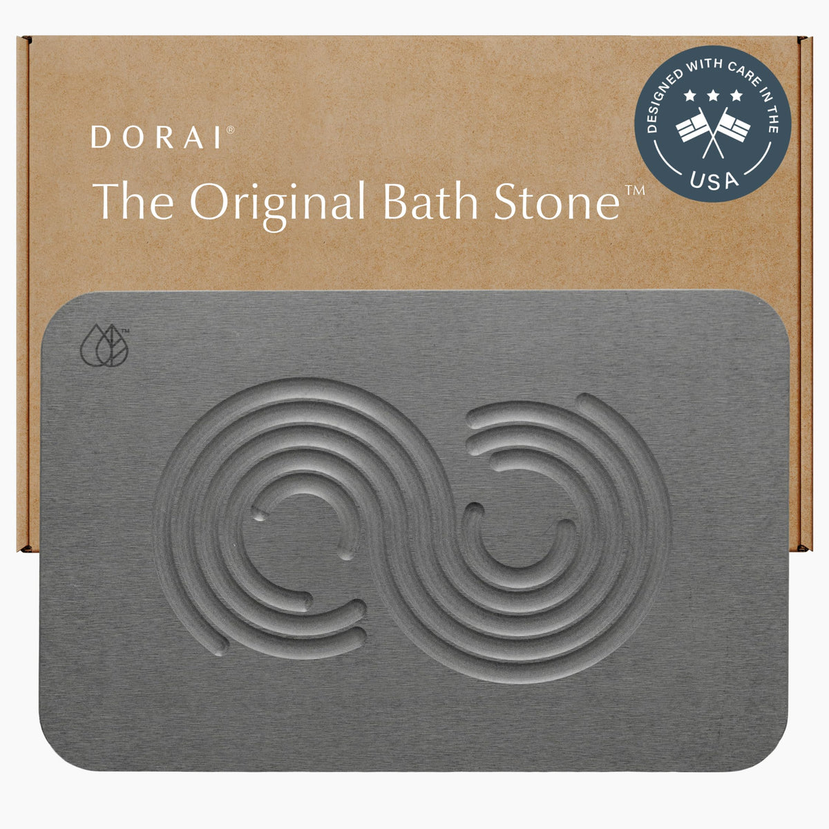 Dorai Stone Bath Mat with non-slip base keeps wet floors safe after showers.