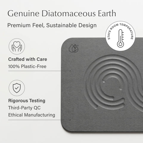 Dorai Stone Bath Mat features eco-friendly materials with a natural stone feel.