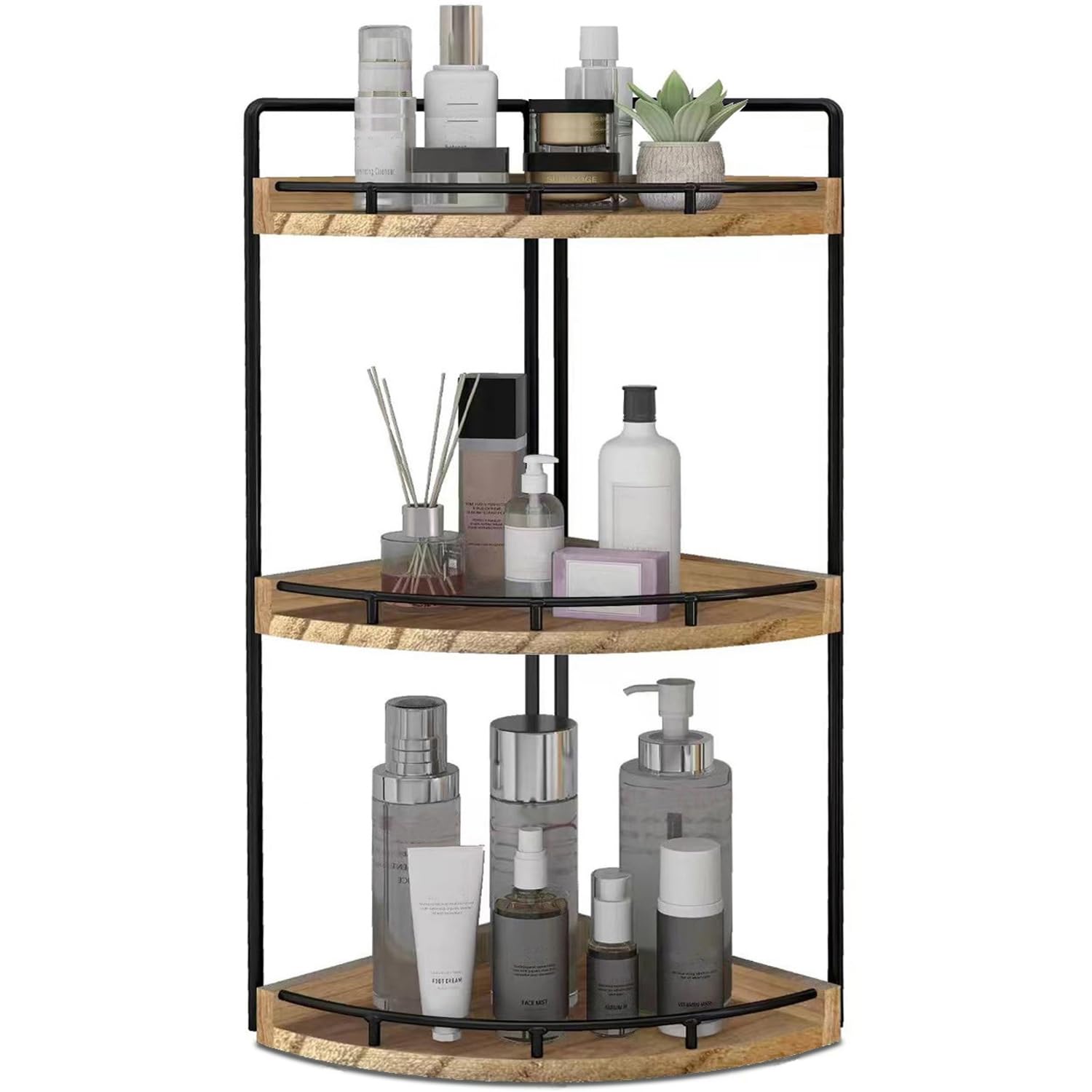 Dorhors 3-tier corner organizer on a bathroom vanity for easy access and clutter control