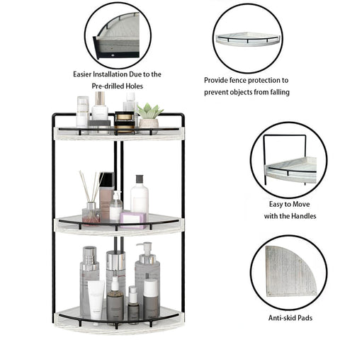 Dorhors bathroom counter shelf with open design for quick item reach.