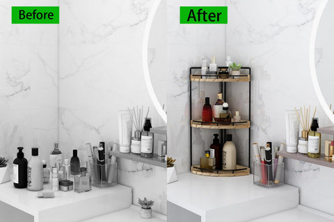 Dorhors compact corner shelf demonstrates efficient vertical storage in small spaces