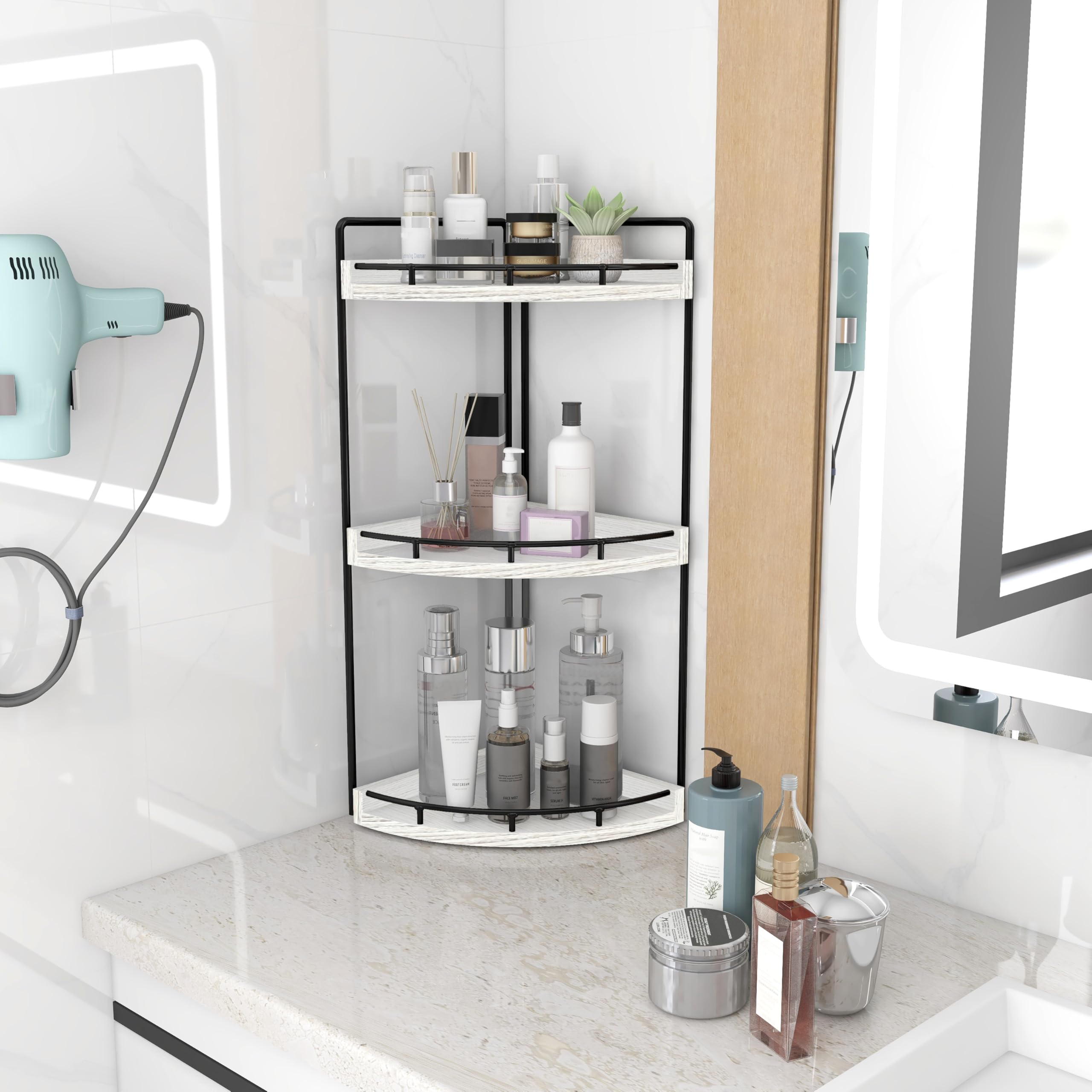 Dorhors sturdy iron frame with wood board ensures stable storage.