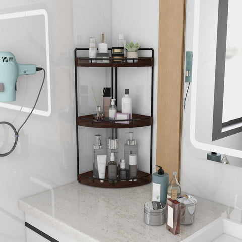 Dorhors vanity tray in walnut wood on a bathroom counter