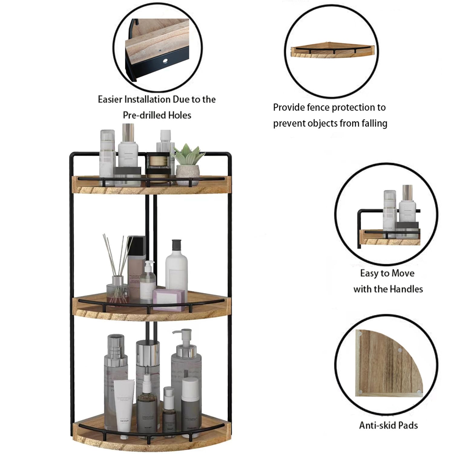 Dorhors wood countertop tray arranged for organized kitchen and dresser items