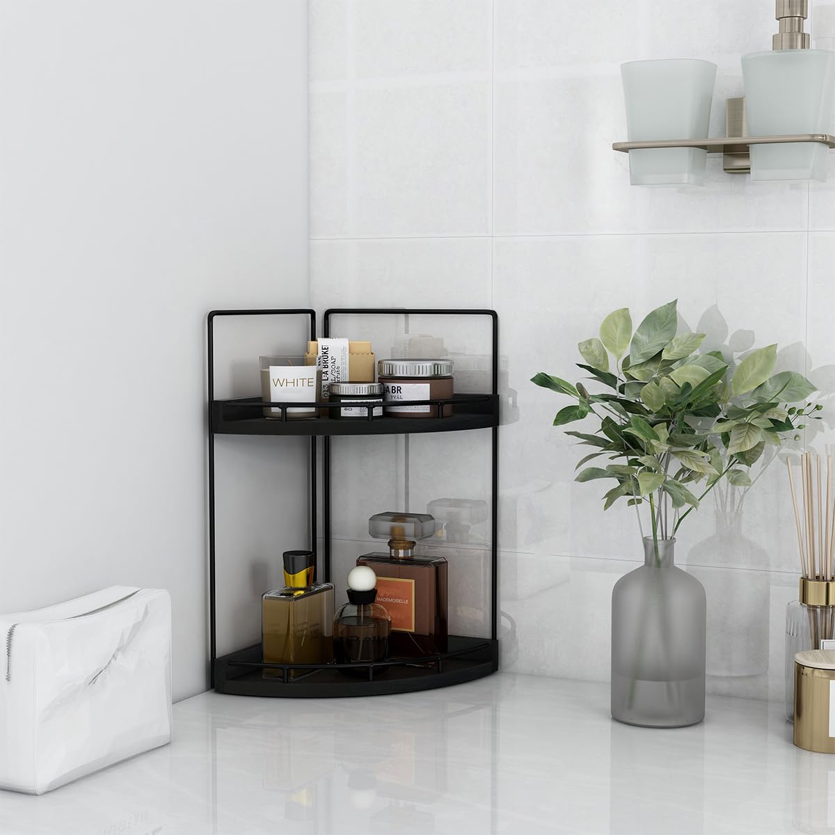 Dorhors wood-top bathroom storage blends with decor while keeping essentials handy.