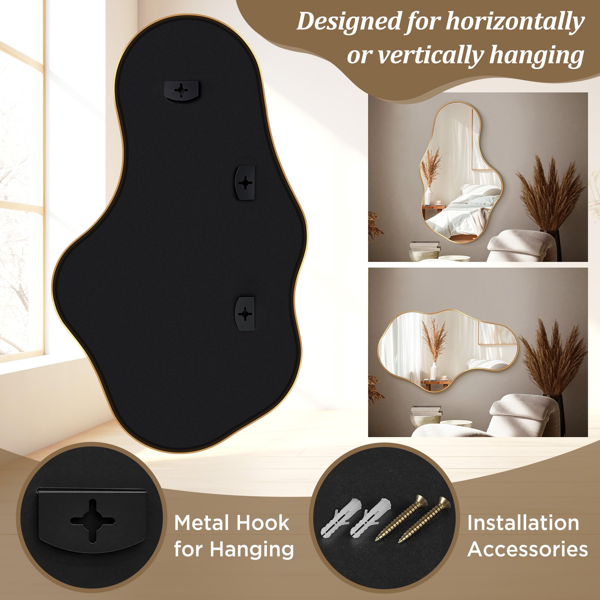 Dorlicecass brushed aluminum back support for durable mirror