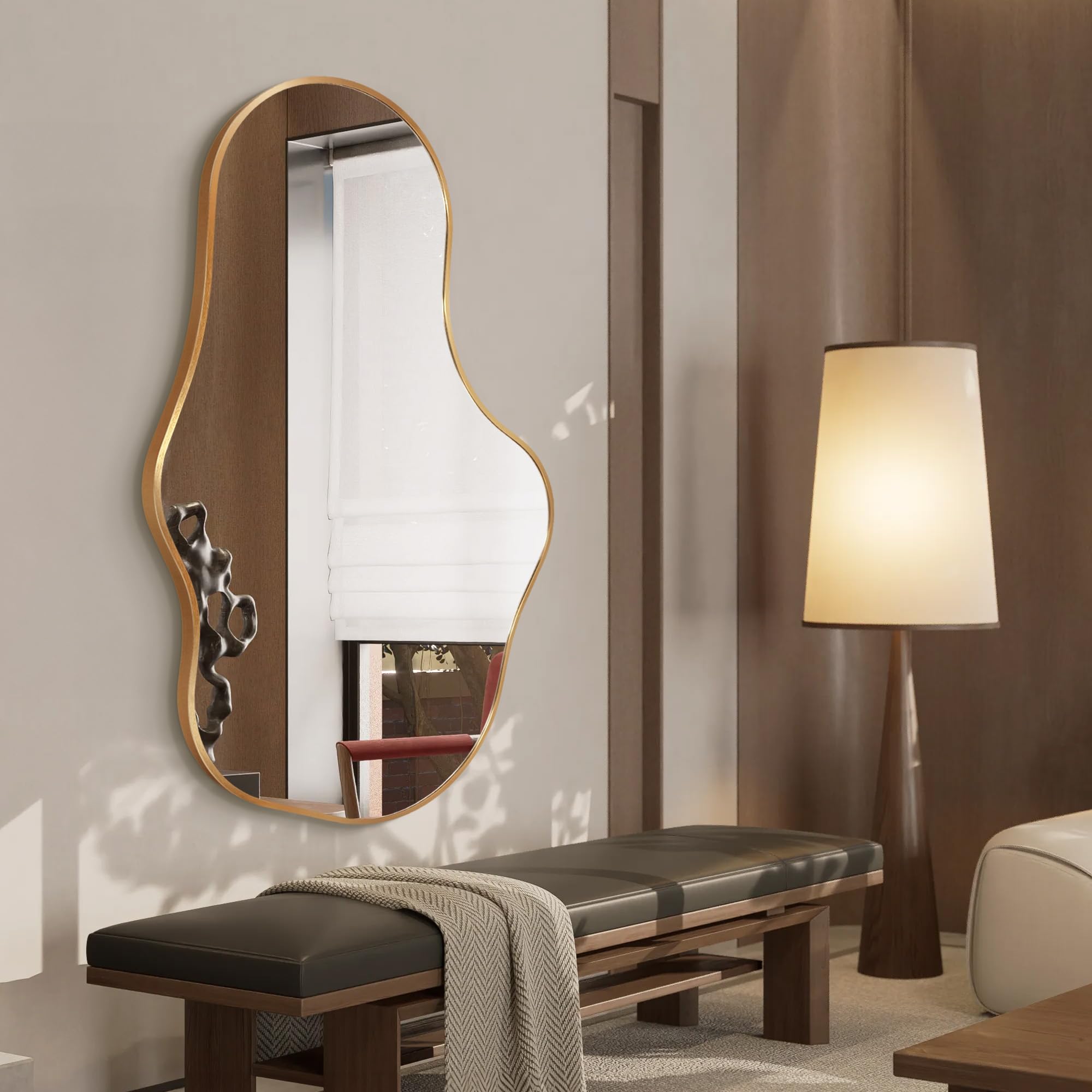 Dorlicecass entryway mirror in gold elevates cloakrooms