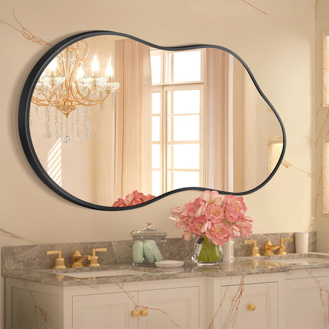 Dorlicecass irregular wall mirror side angle highlighting depth and dynamic contours.
