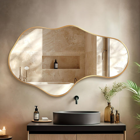 Dorlicecass irregular wall mirror with cloud shape enhances modern room decor