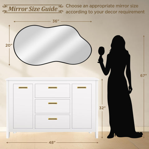Dorlicecass irregular wall mirror tempered glass ensuring clear reflections and reliability.