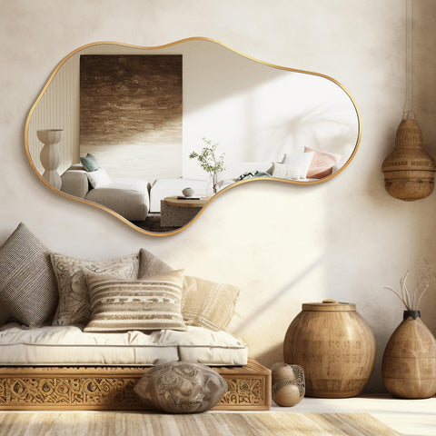 Dorlicecass tempered glass mirror in gold with clear reflections