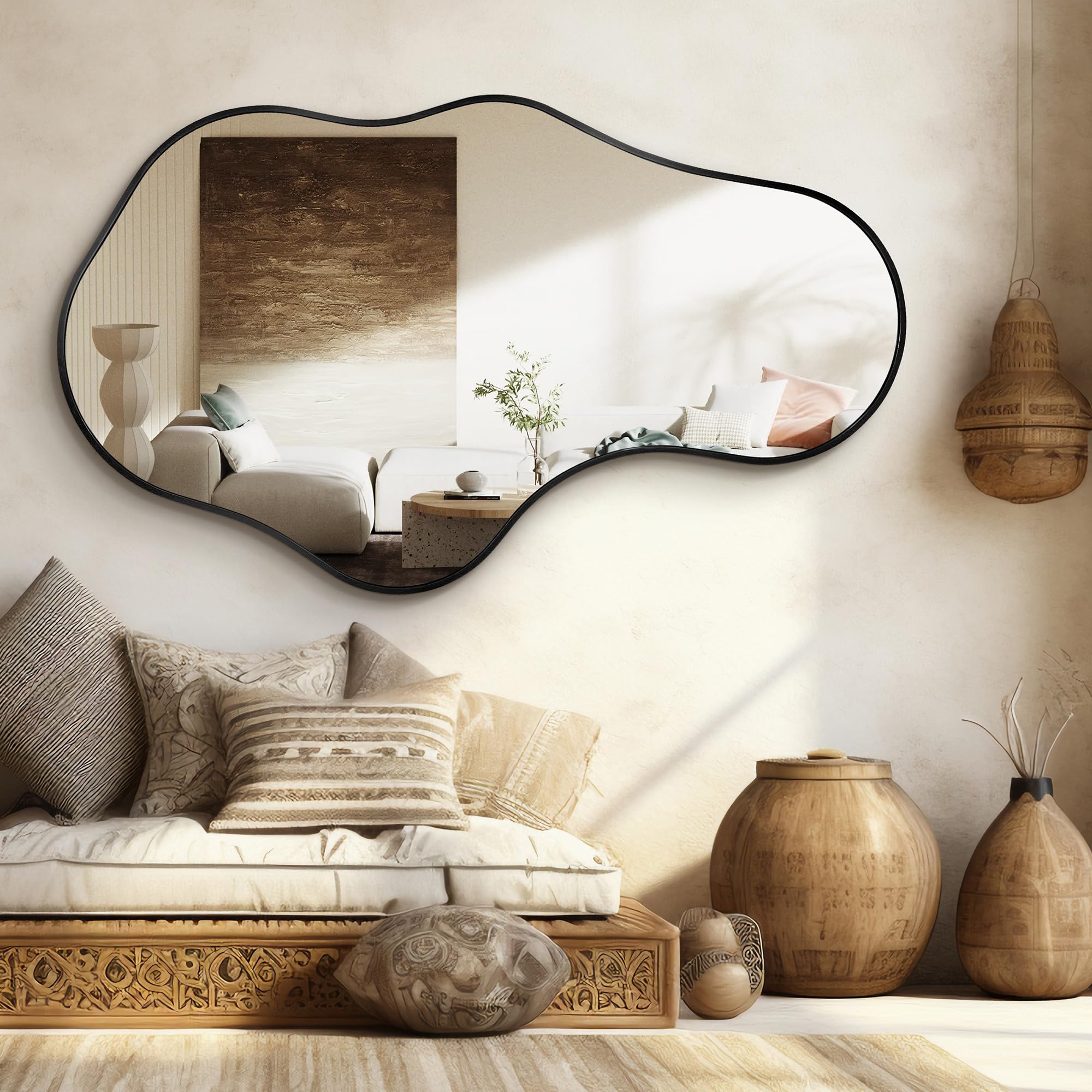 Dorlicecass brushed-aluminum-frame mirror with MDF backboard durable