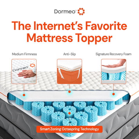 Dormeo topper demonstrating transitioning to medium firmness for balanced comfort