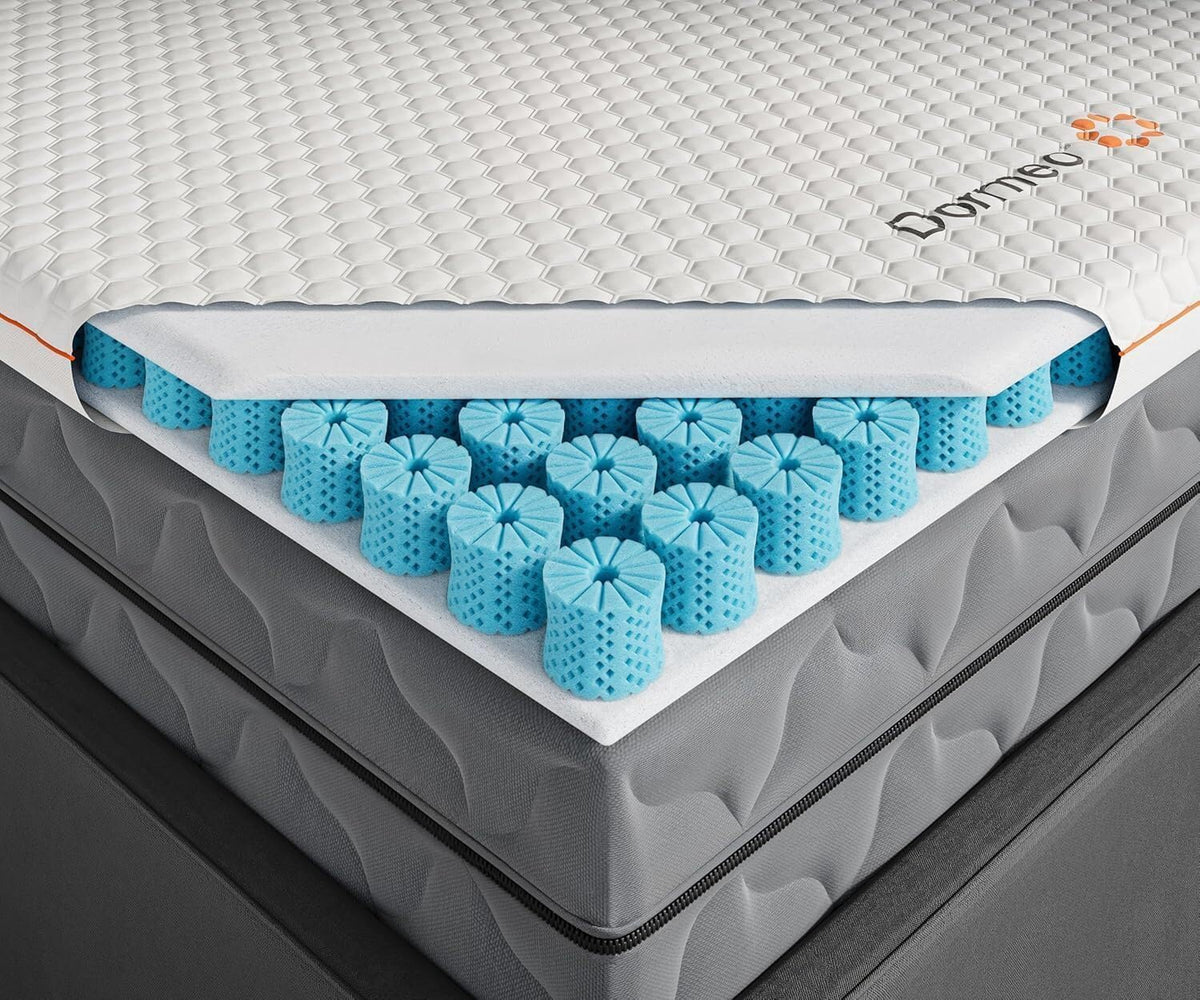 Dormeo Octaspring technology topper closeup showing adaptive support for better spinal alignment