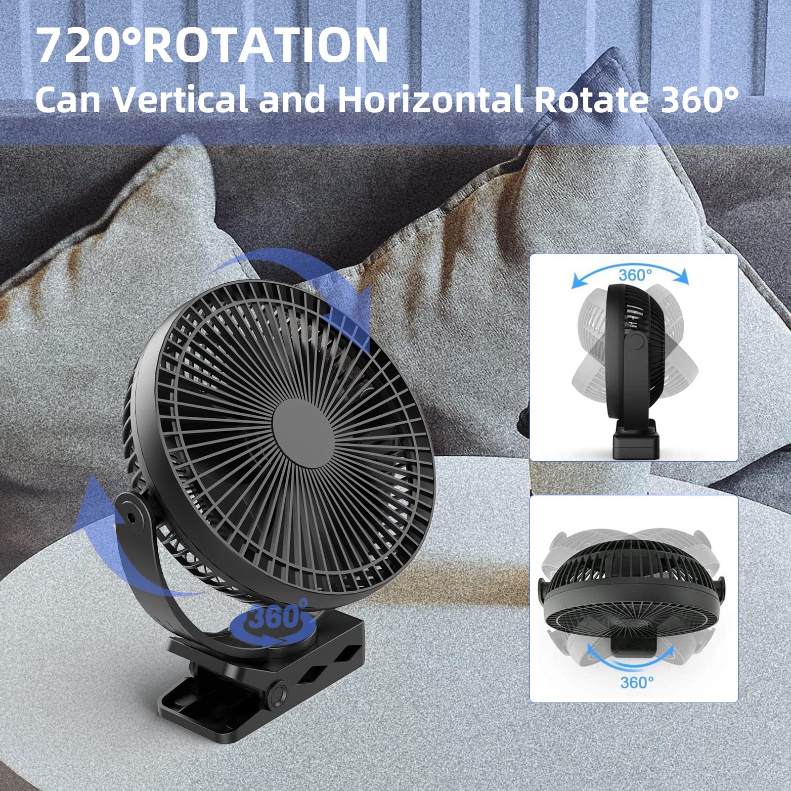 Dorobeen Clip Fan desk-clip in use for flexible placement.
