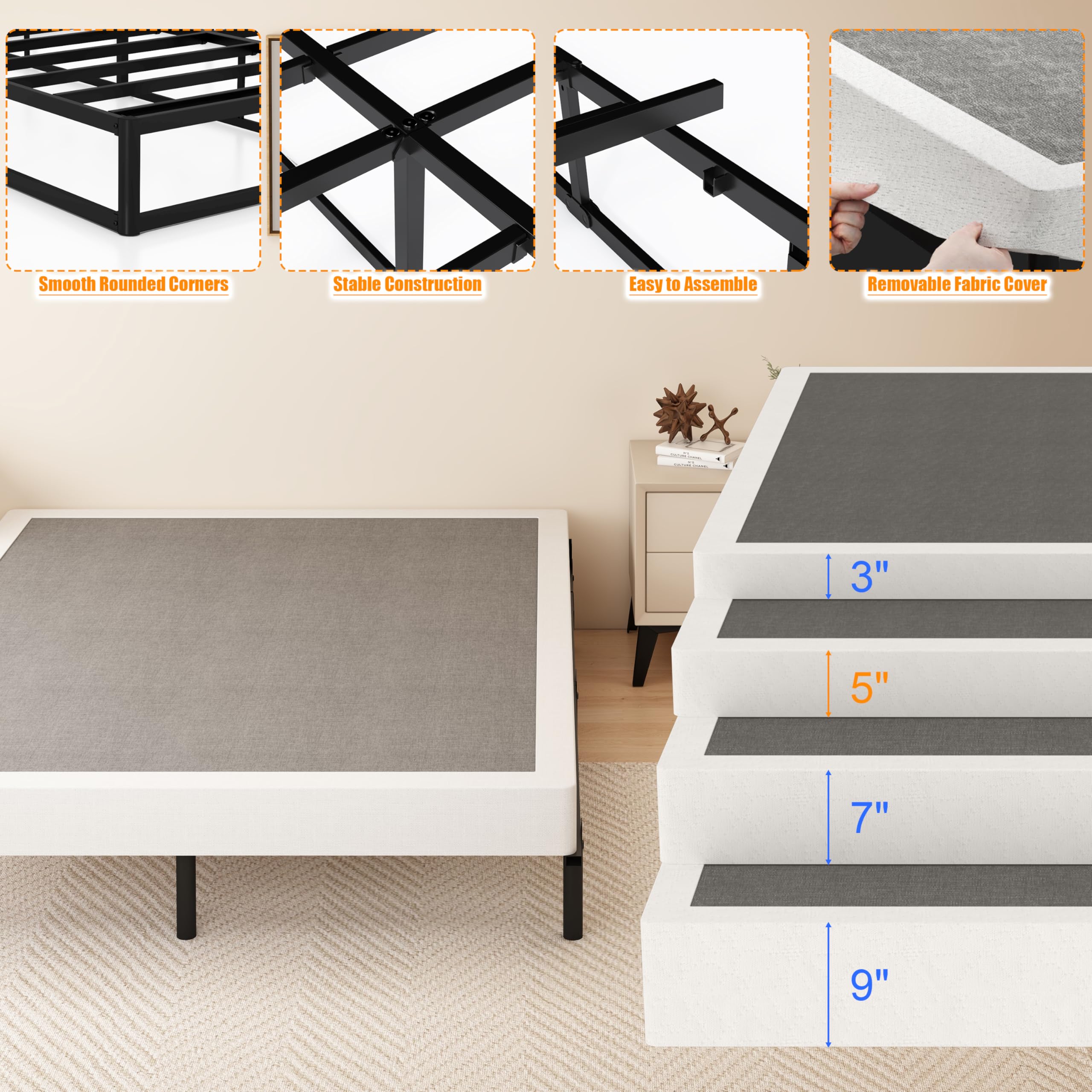 DORITRON queen box spring cover, wrinkle‑resistant and easy to clean.