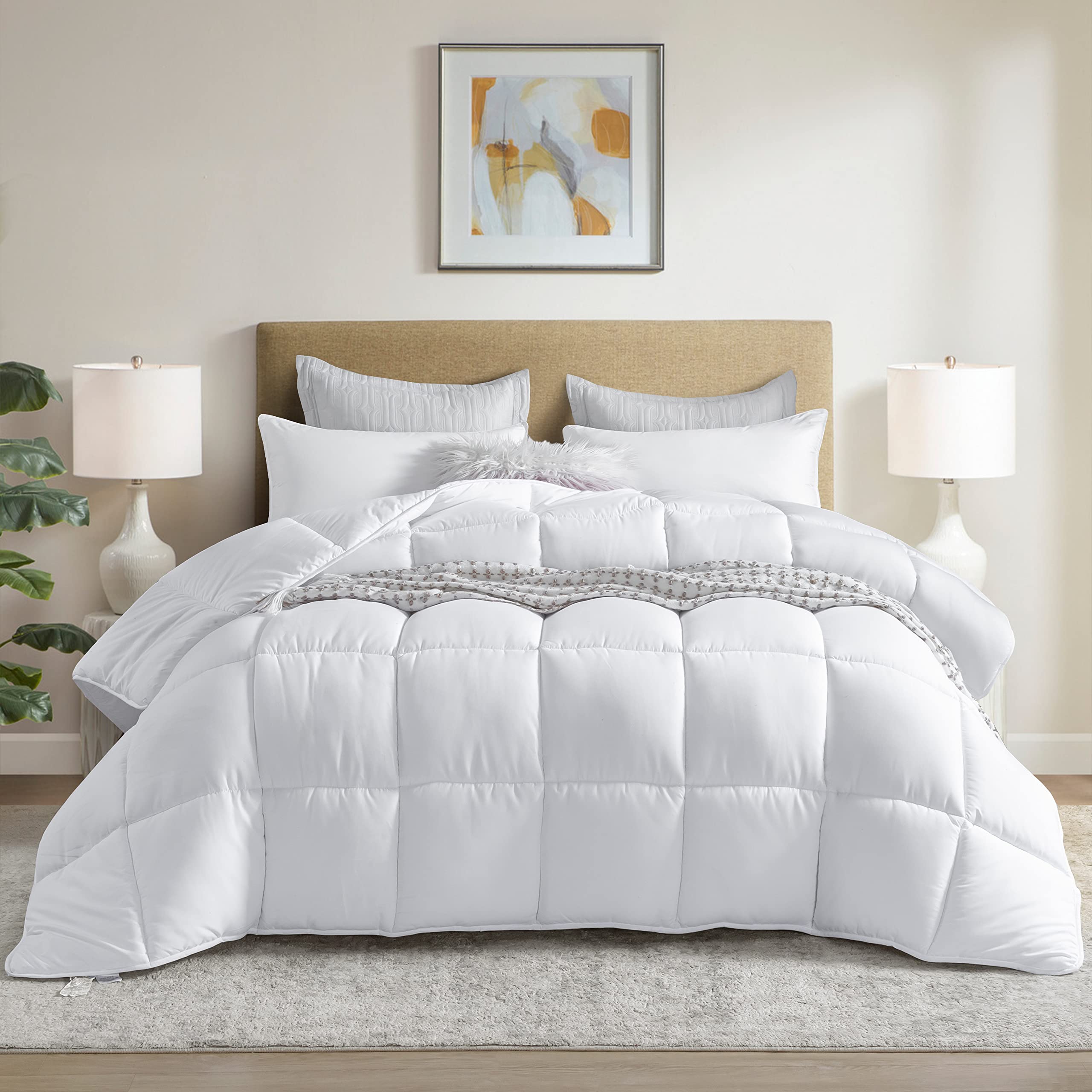 Dorrin Nessin winter comforter with plush microfiber shell close-up showing softness.