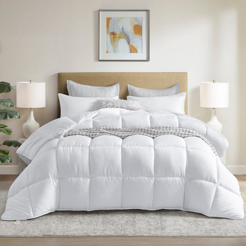 Dorrin Nessin winter comforter with plush microfiber shell close-up showing softness.