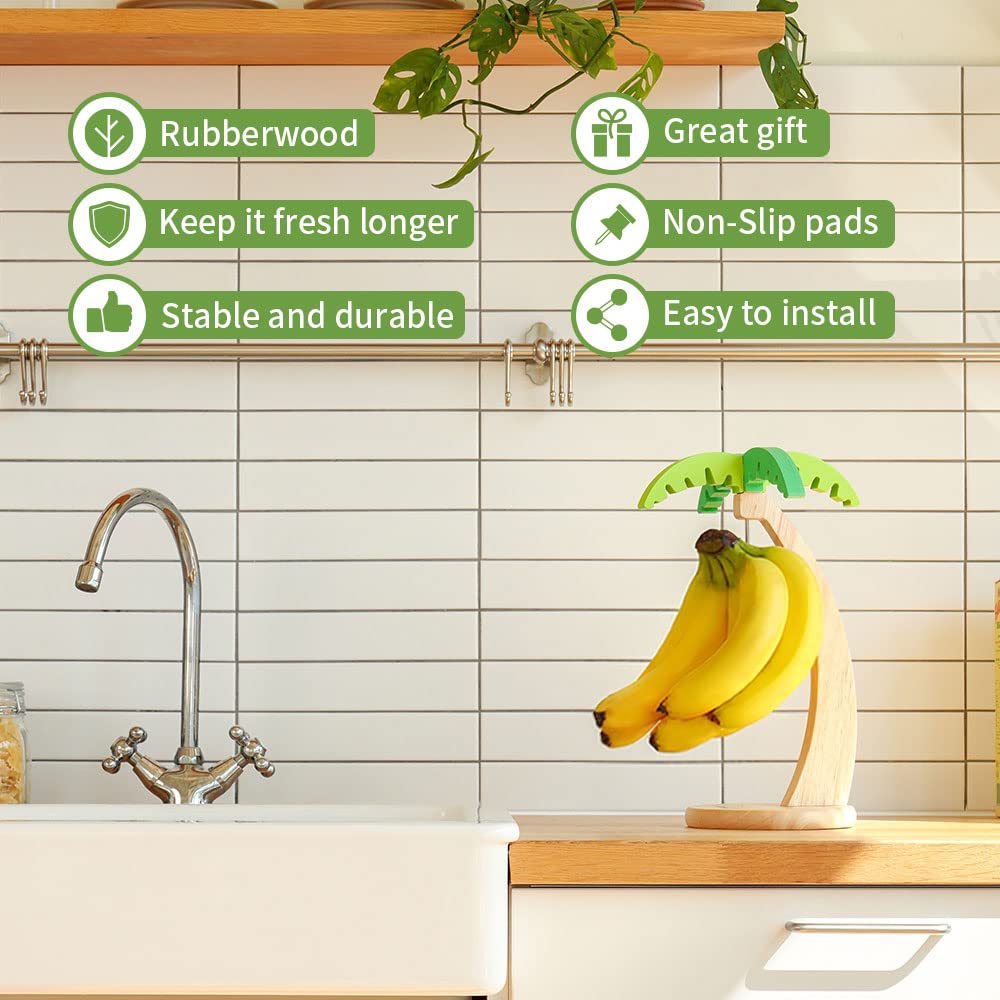 Dostende banana holder crafted from durable rubberwood