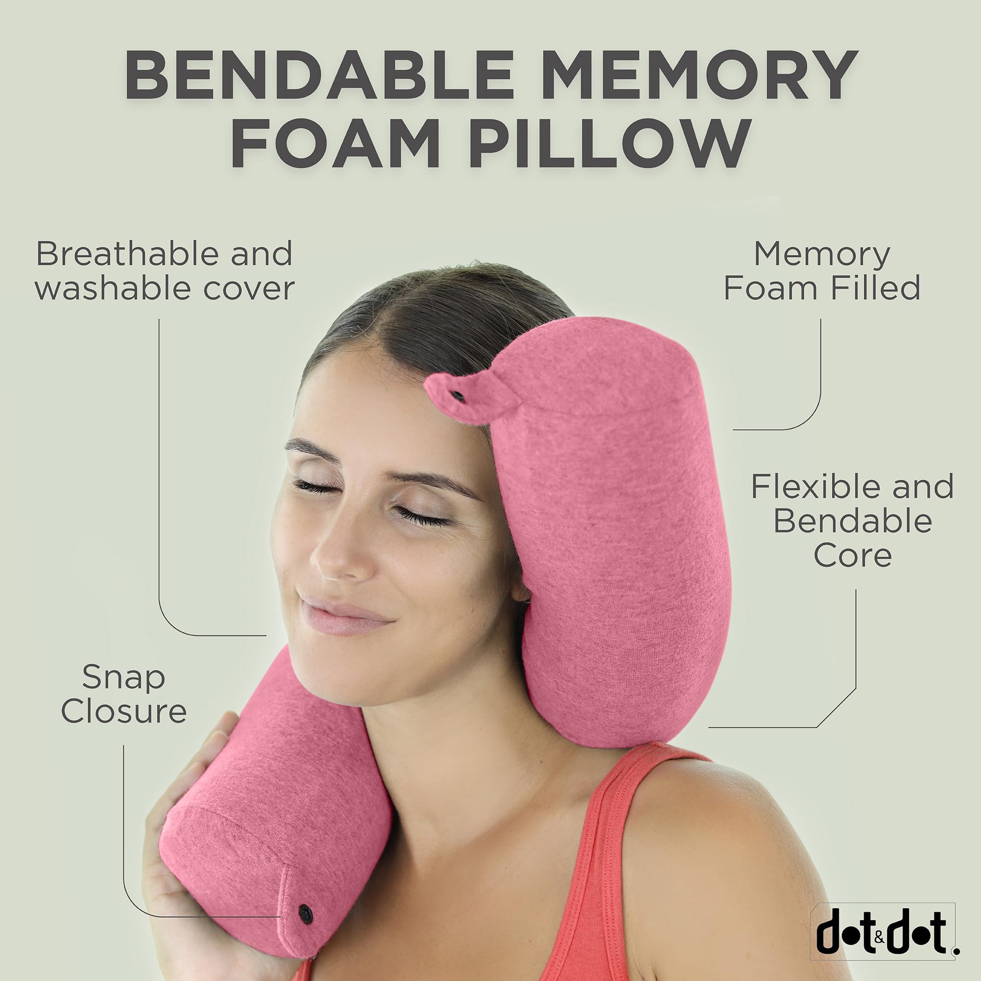Dot&Dot Twist pillow on plane provides neck support during long flights