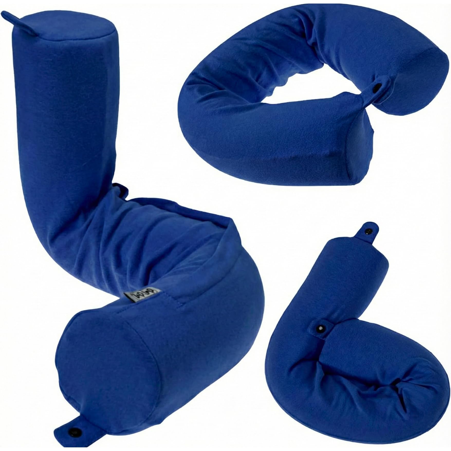 Dot&Dot Twist Memory Foam Travel Pillow closed for compact packing and easy transport.