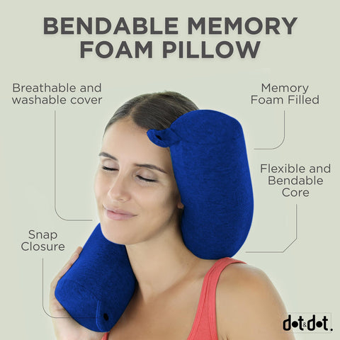 Dot&Dot Twist Travel Pillow on a plane seat showing compact form for travel comfort.