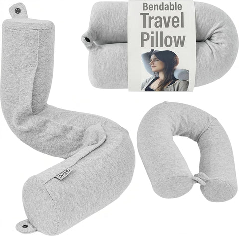 Dot&Dot Twist travel pillow shows memory foam contour for personalized comfort on flights.