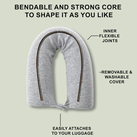 Dot&Dot Twist neck-support pillow on airplane seat provides neck alignment.