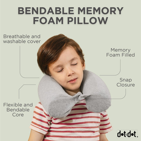 Dot&Dot Twist Memory Foam Kids Travel Pillow easy-clean cover emphasizes machine-washable convenience.