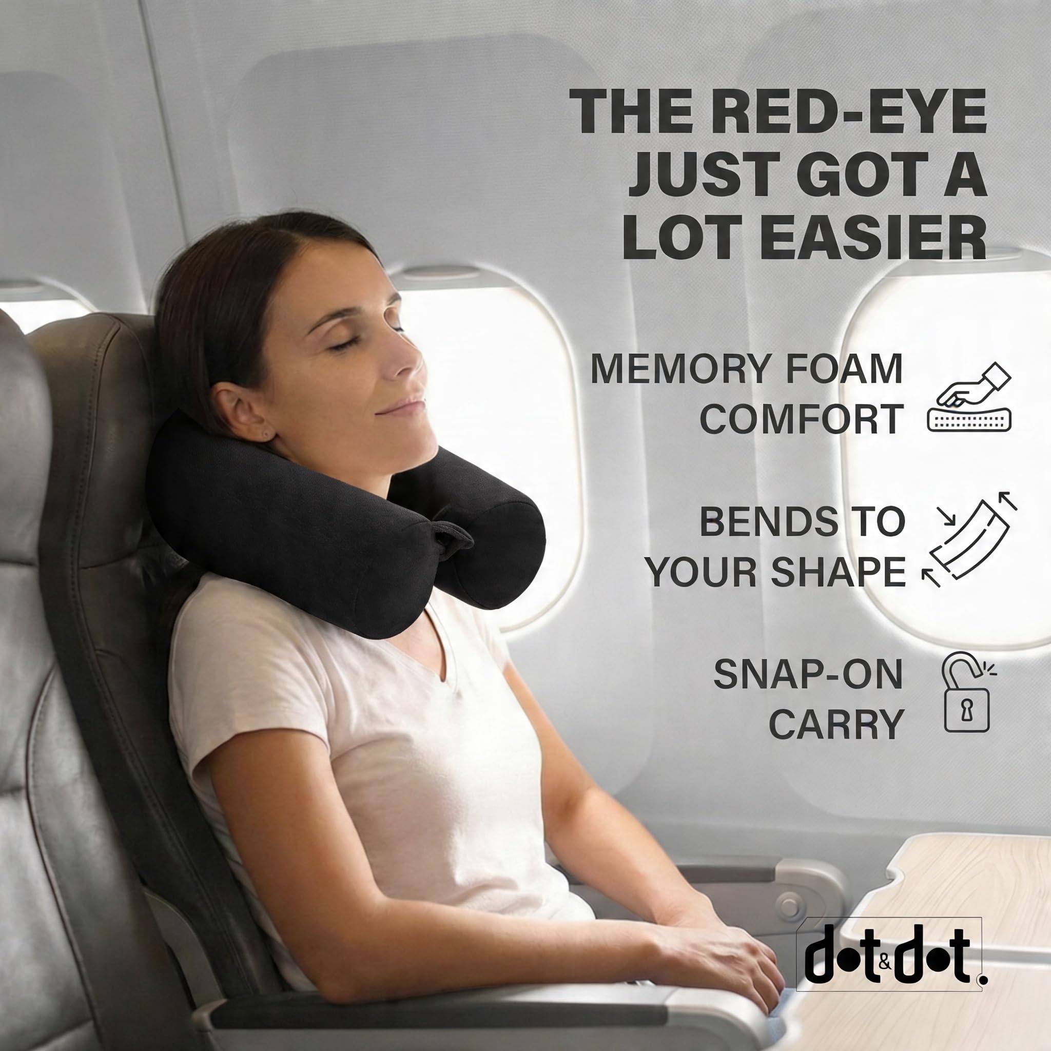 Dot&Dot Twist memory foam pillow provides head and neck support for flights.