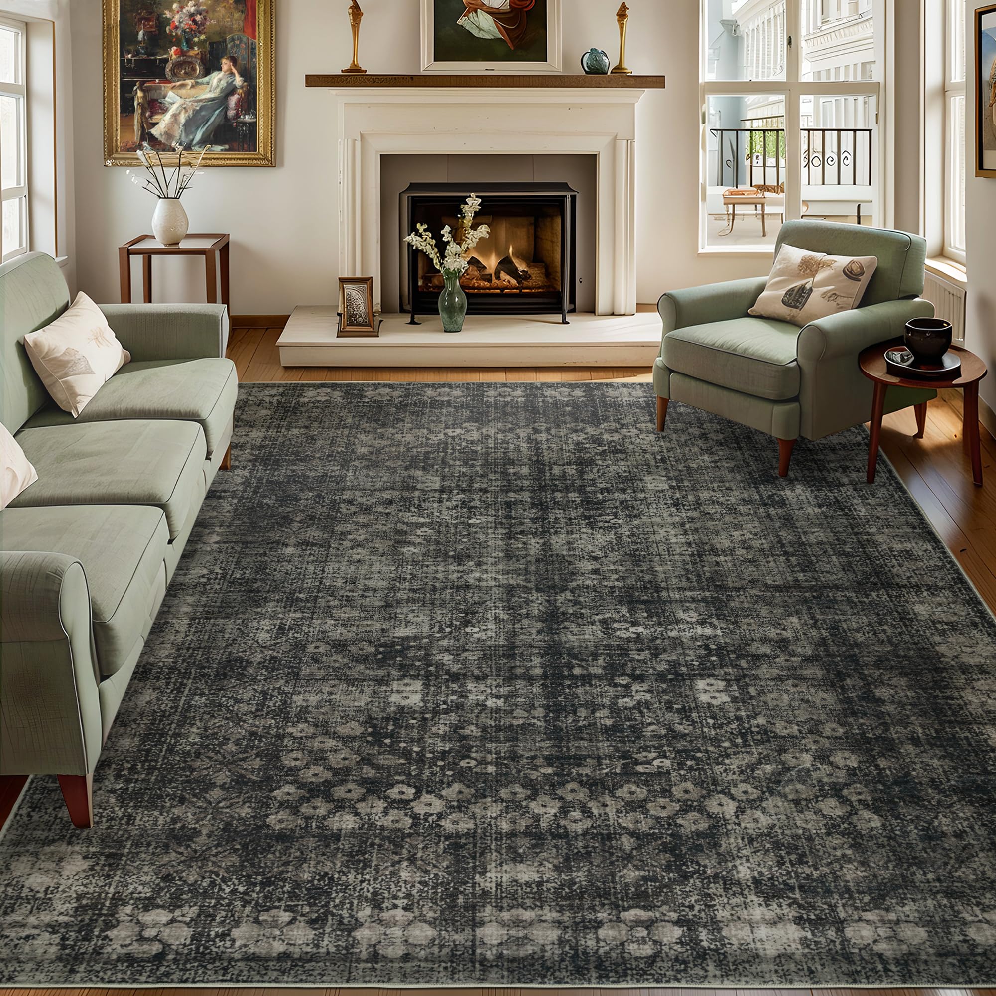 Dotiiorug 8x10 living-room rug with vintage print for soft, durable comfort.