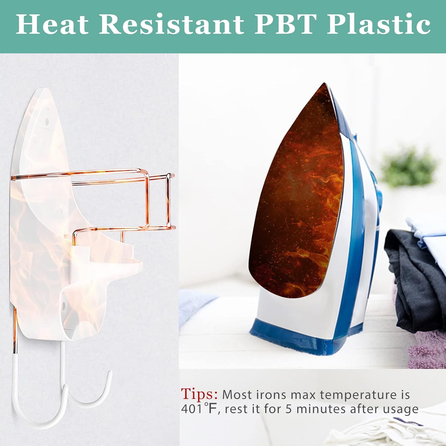 DOUBLE 2 C sturdy steel hooks with high bearing capacity for irons.
