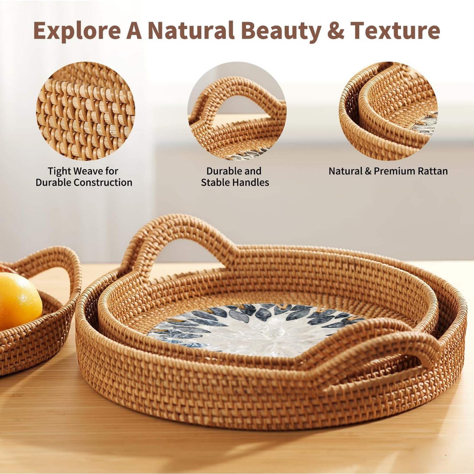 Double Gift boho decor tray set ideal for candles and snacks.
