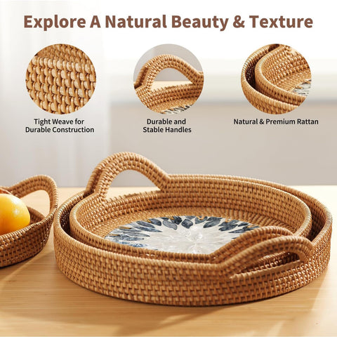 Double Gift boho decor tray set ideal for candles and snacks.