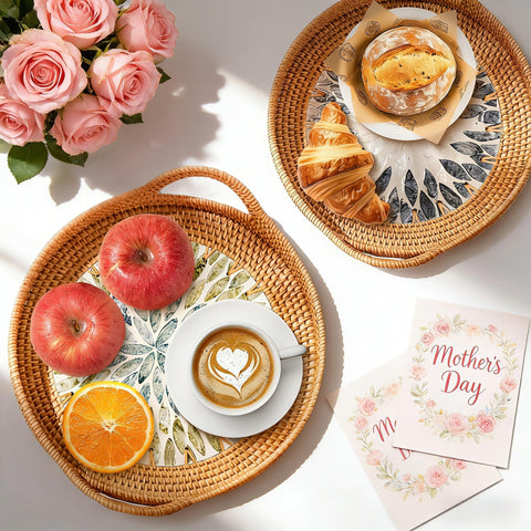 Double Gift handwoven tray set for natural texture and versatile styling.