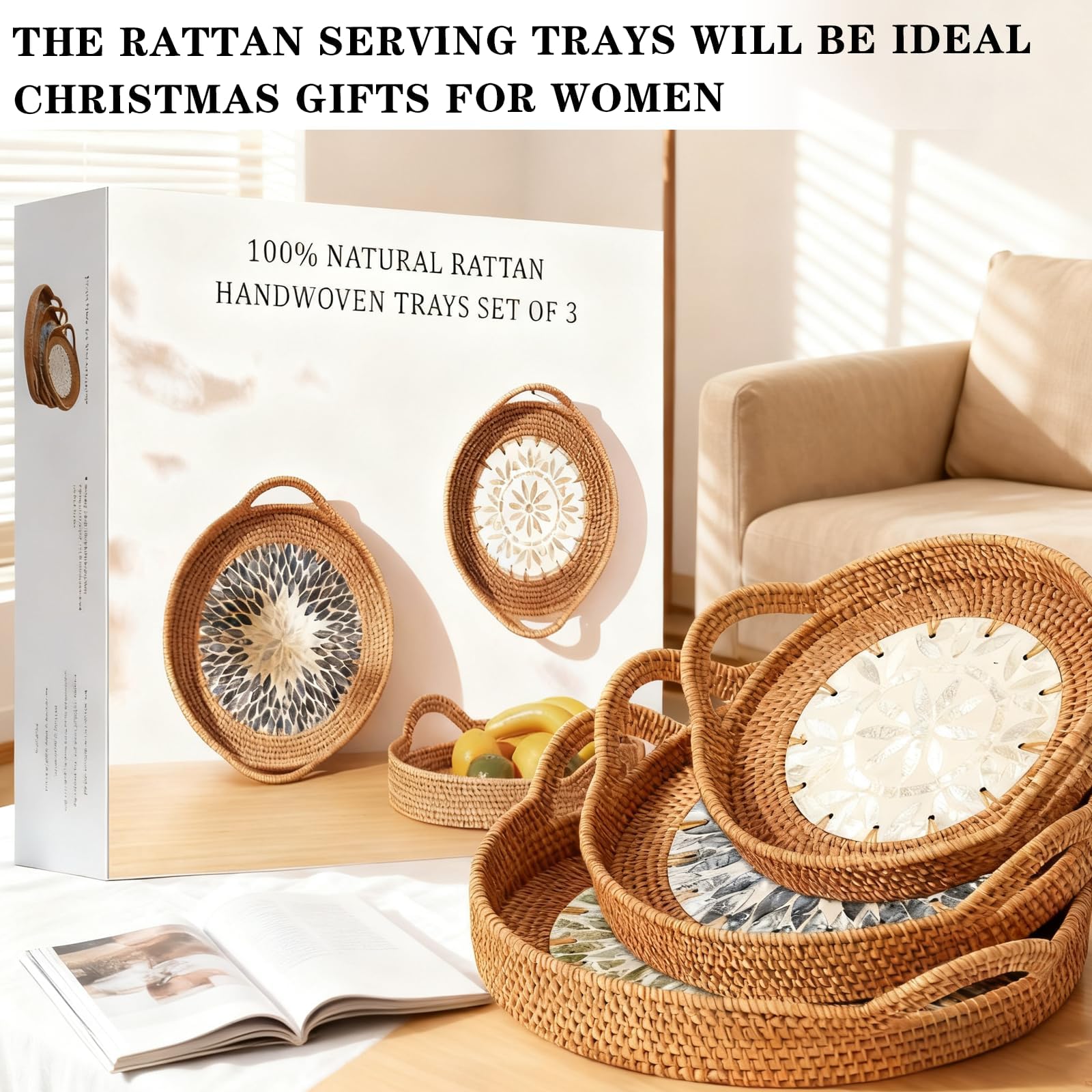 Double Gift tray with handles easy serving and placement.