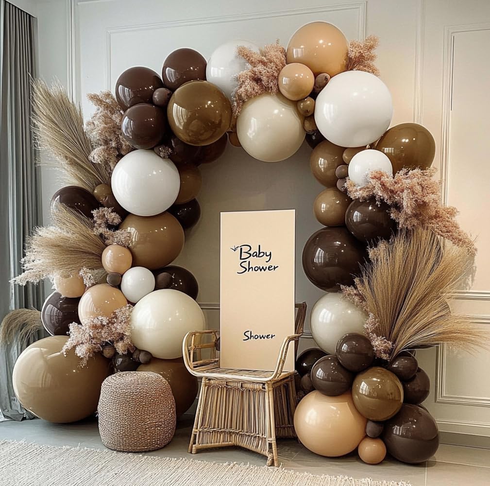 DOUBLE LAYER BALLOON arch using 12-inch sand white balloons for versatile styling.