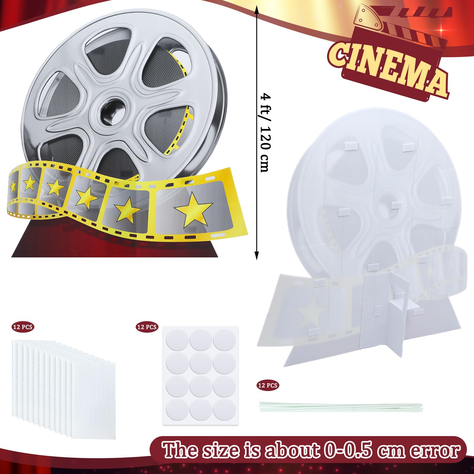 DoubleFill red carpet backdrop with movie reel design for glamorous event photos.
