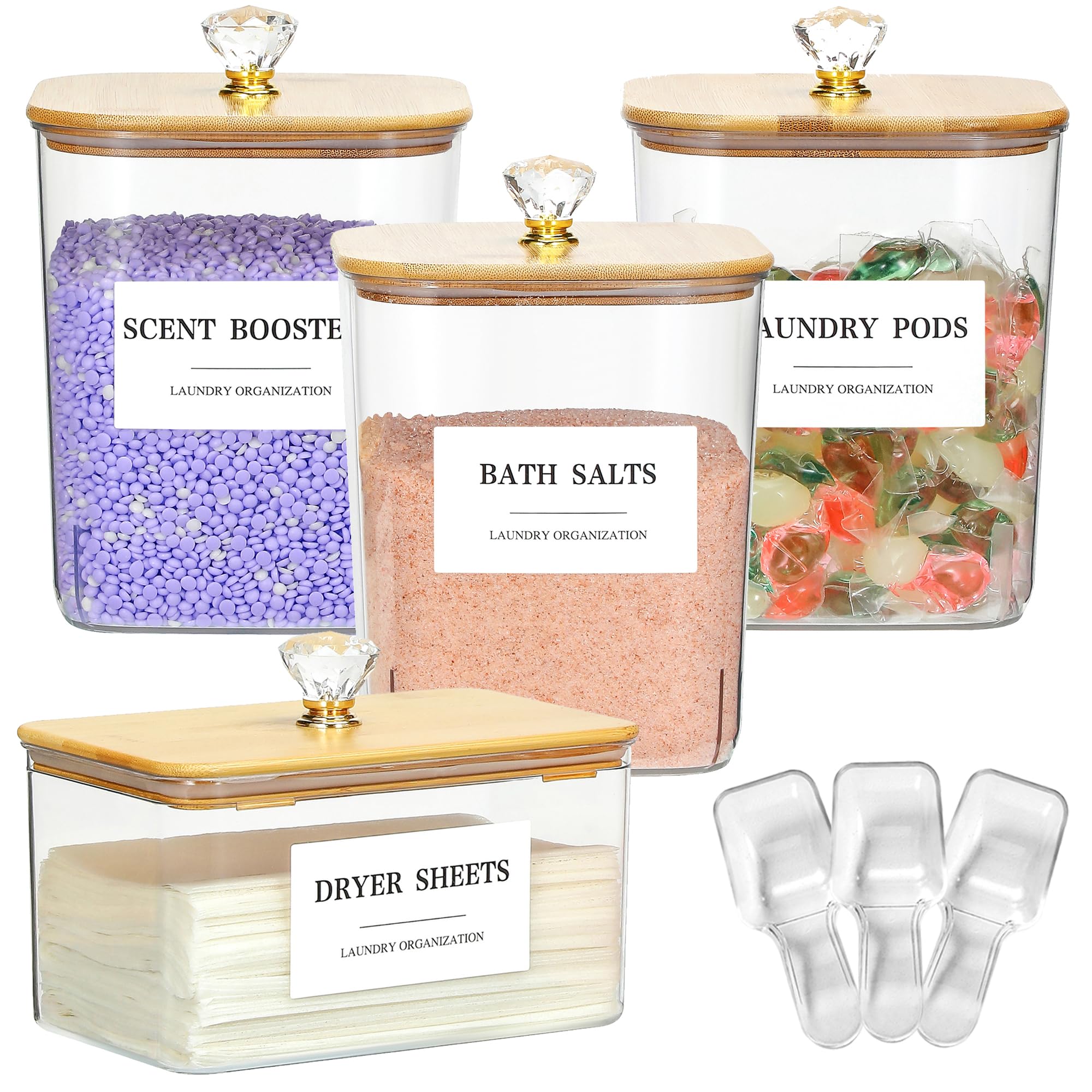 Dounozzi clear pods container four-pack enables easy monitoring of detergent quantities.