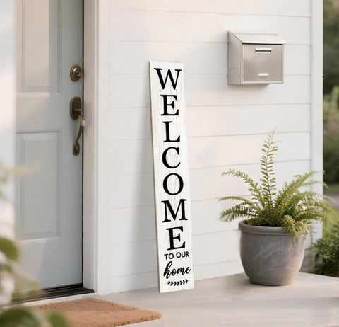 DOUSUI farmhouse welcome sign in white wood for indoor outdoor use