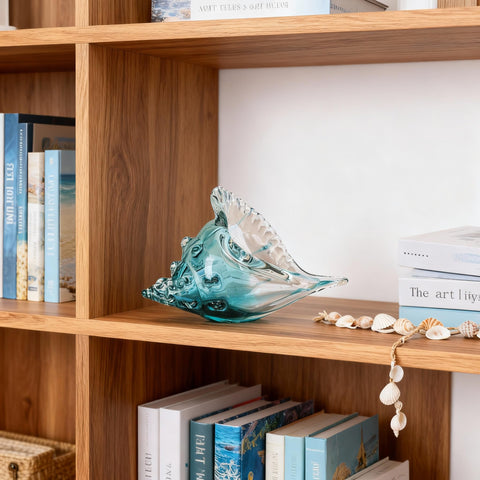 DOVDOV hand-blown conch Ocean Blue highlights calming sea tones.