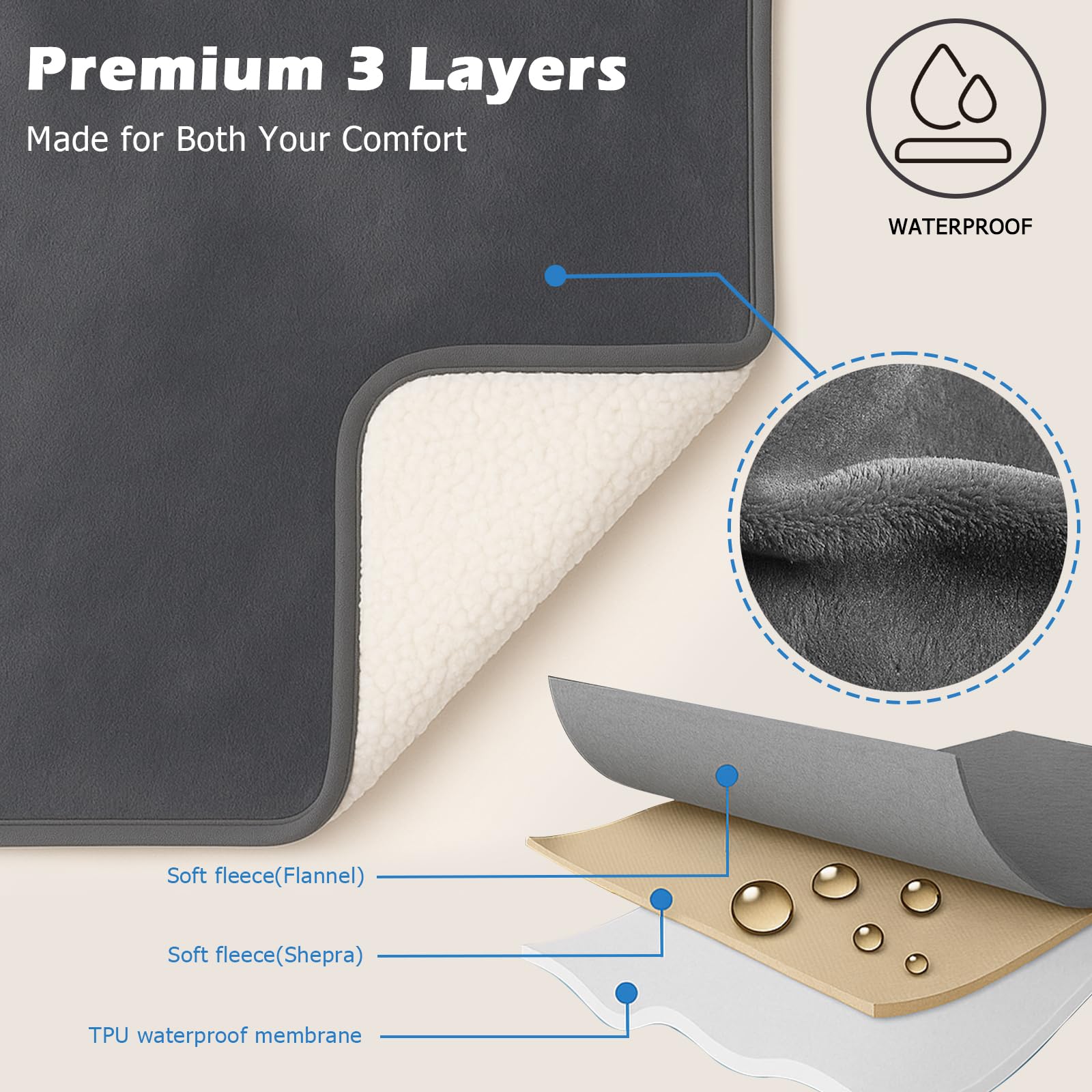 DOVIROS waterproof blanket machine-washable for easy cleaning.