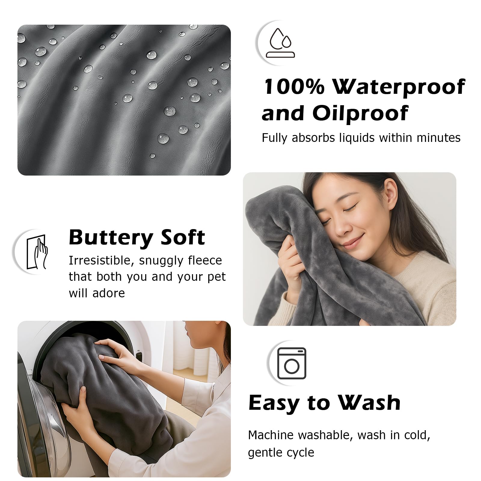 DOVIROS waterproof blanket multi-scene uses including pets and recovery sessions.