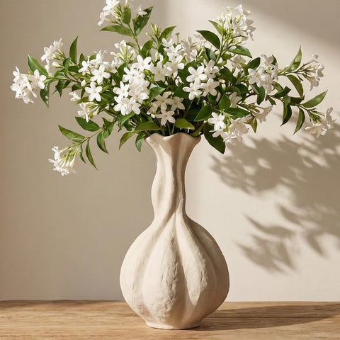 DOWAN ceramic flower vase with 10-inch height for fresh or dried arrangements.