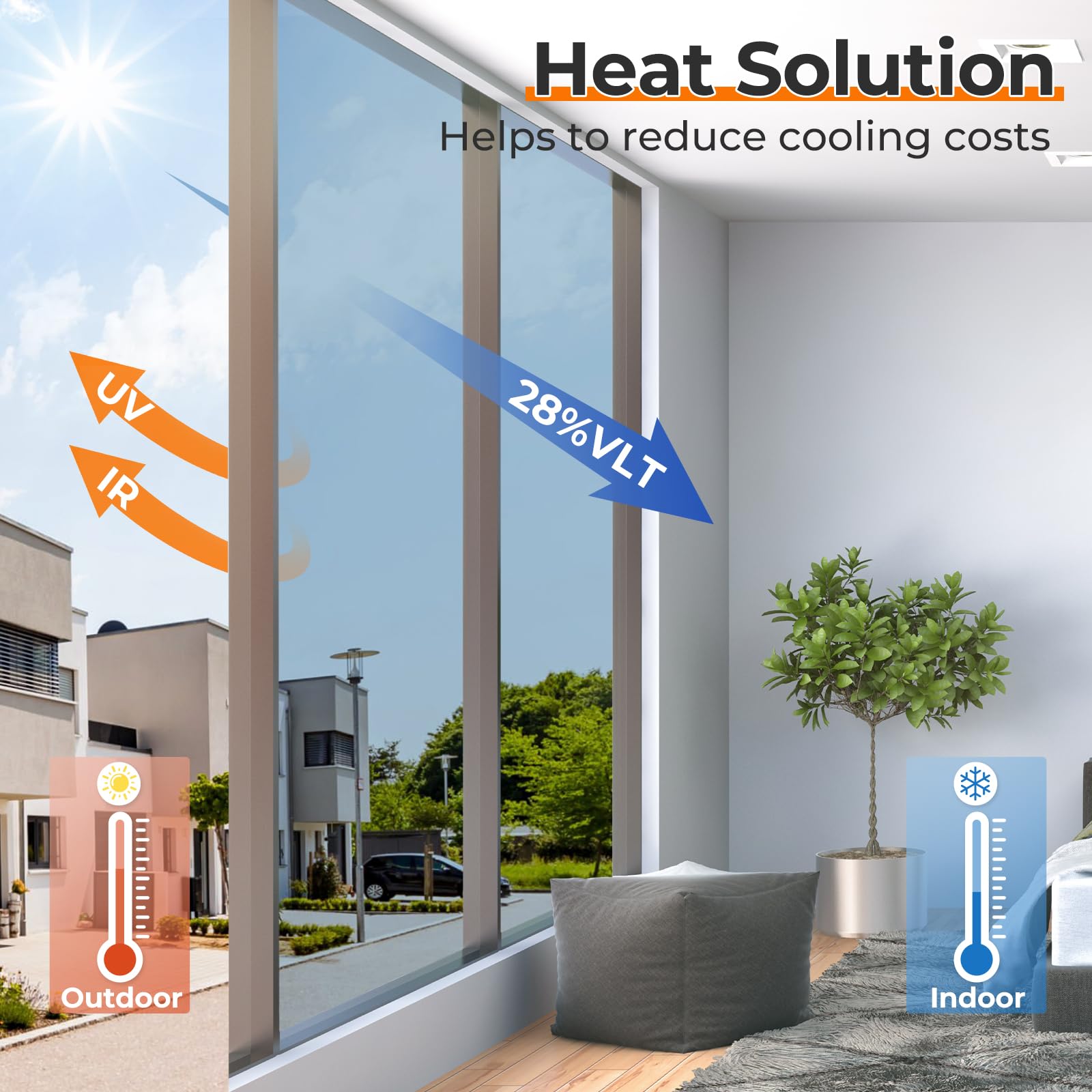 DOWELL Window Privacy Film uses static cling for quick installation.