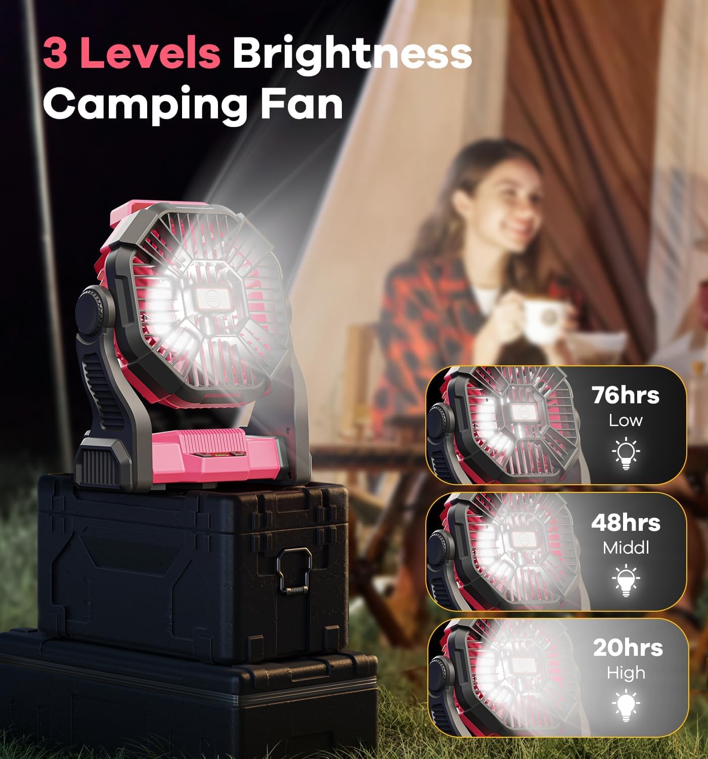 DOWILLDO LED light with three brightness modes for night visibility