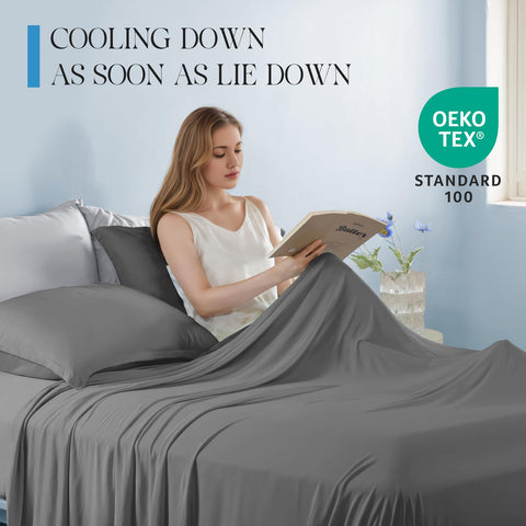 Downcool fitted sheet with 15-inch deep pocket and full elastic.