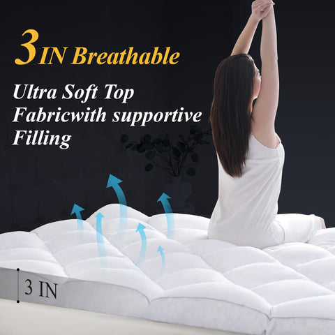 Downcool 3-inch topper features noiseless design for quiet, undisturbed sleep.