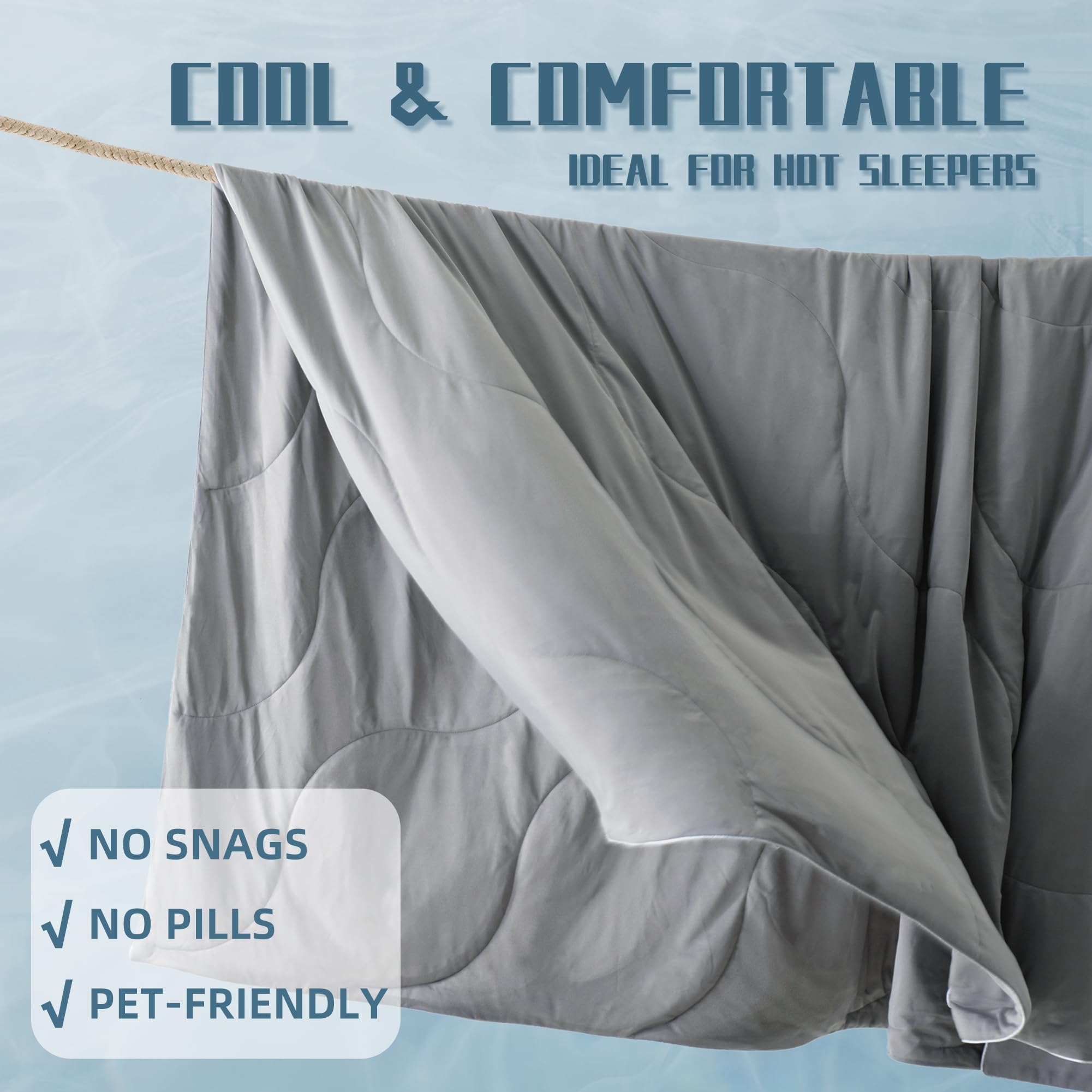 DOWNCOOL anti-static fabric resists lint and pet hair for clean, cozy nights.